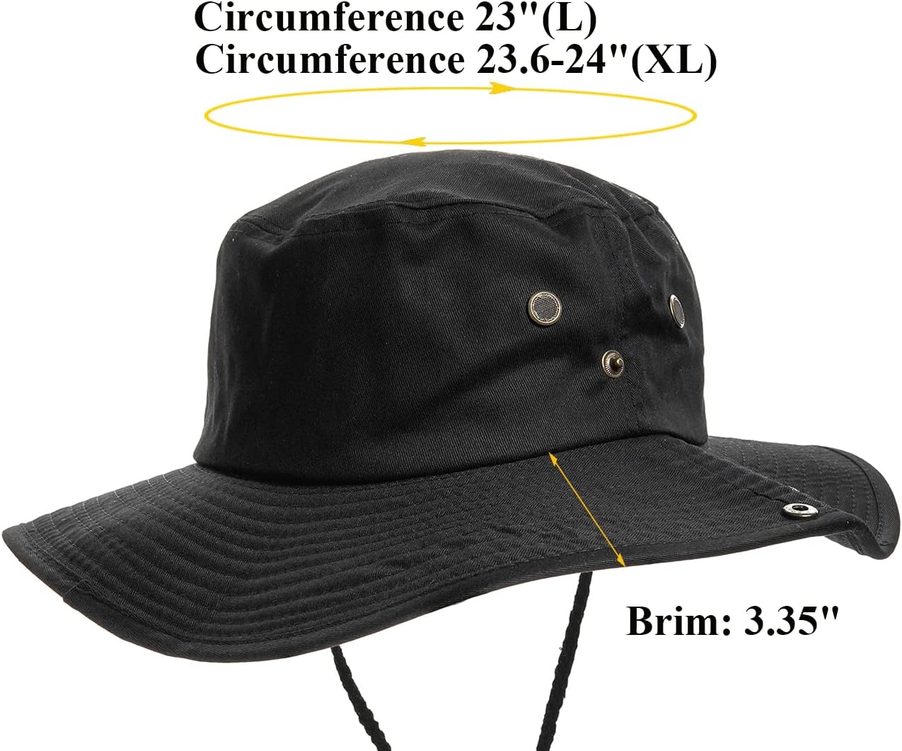 Sun-Hats-for-Men-with-UV-Protection-Wide-Brim Bucket Fishing Safari Boonie Hat for Summer (XL; 23 5/8-24)