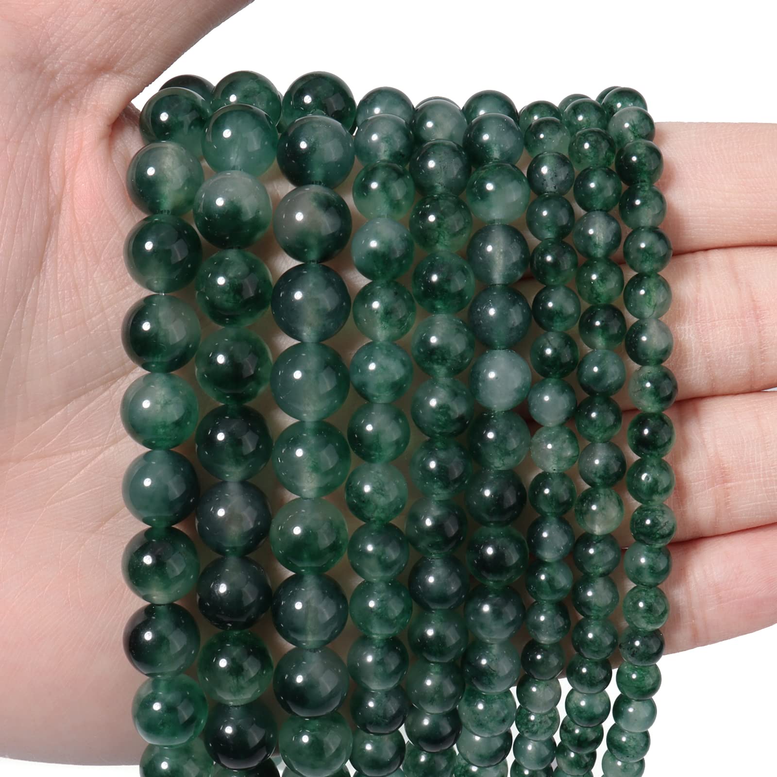 SiomiaSiomia 45pcs 8mm Green Chalcedony Loose Beads for Jewelry Making, Natural Semi Precious Beads Round Smooth Gemstone Spacer Beads Charms for Necklaces Bracelets