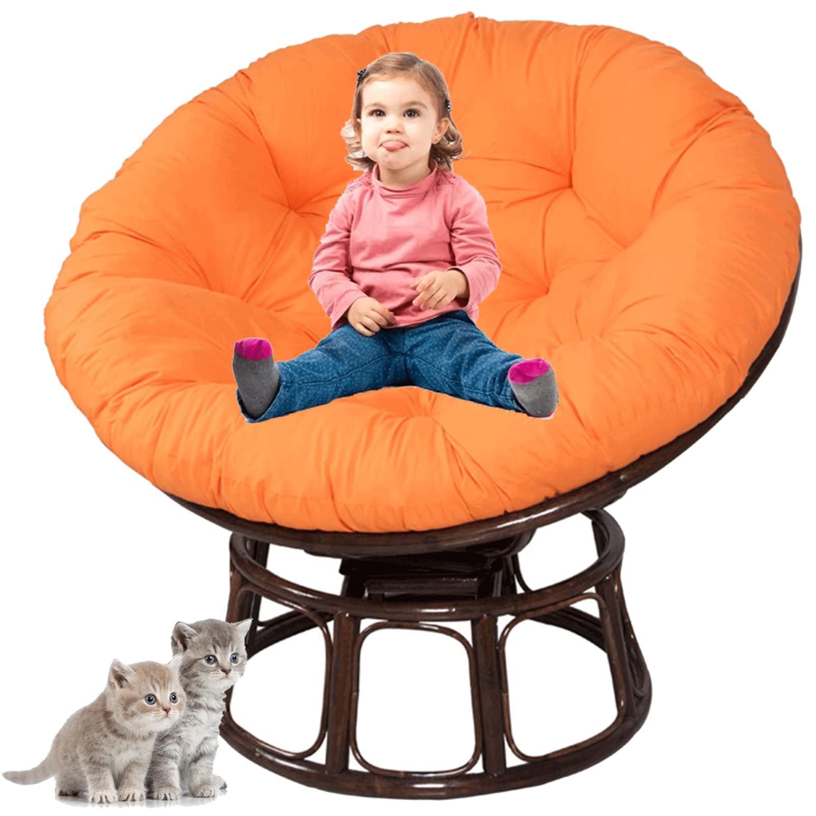 RVUEM Papasan Chair Cushion, Papasan Outdoor Basket Chair Cushion, Thickened Swivel Egg Chair Cushion, Wicker Rattan Hanging Basket Cushion, Soft Thicken Comfy(Only Pads),G,50×50CM