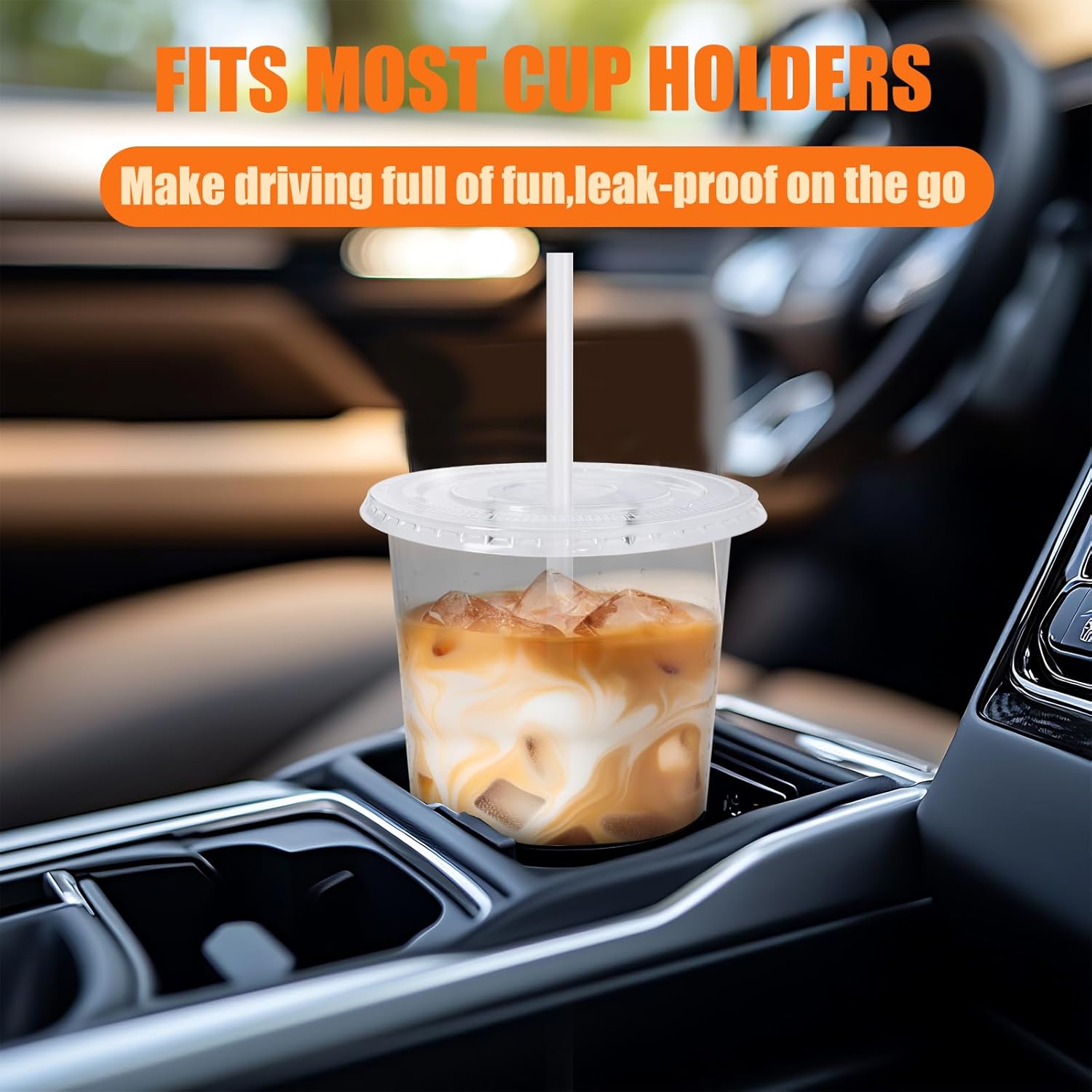60 Sets Clear Plastic Cups with Lids and Straws,Disposable Round Bottom Cups for Coffee Shops, Cold Drinks, Juice, Smoothies, Milkshakes Party, Christmas, Birthdays, Takeout