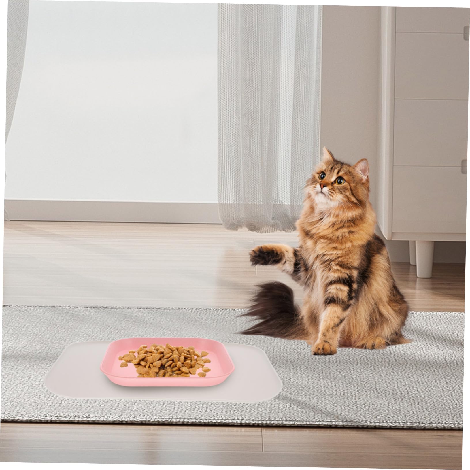 Happyyami 4stücke Silicone Pet Feeding Mat Mit Erhöhtem Rand wasserdichte Futtermatte Für Hunde Und Katzen rutschfest Leicht Zum Schutz des Bodens Beim Füttern Bietet Komfort Und