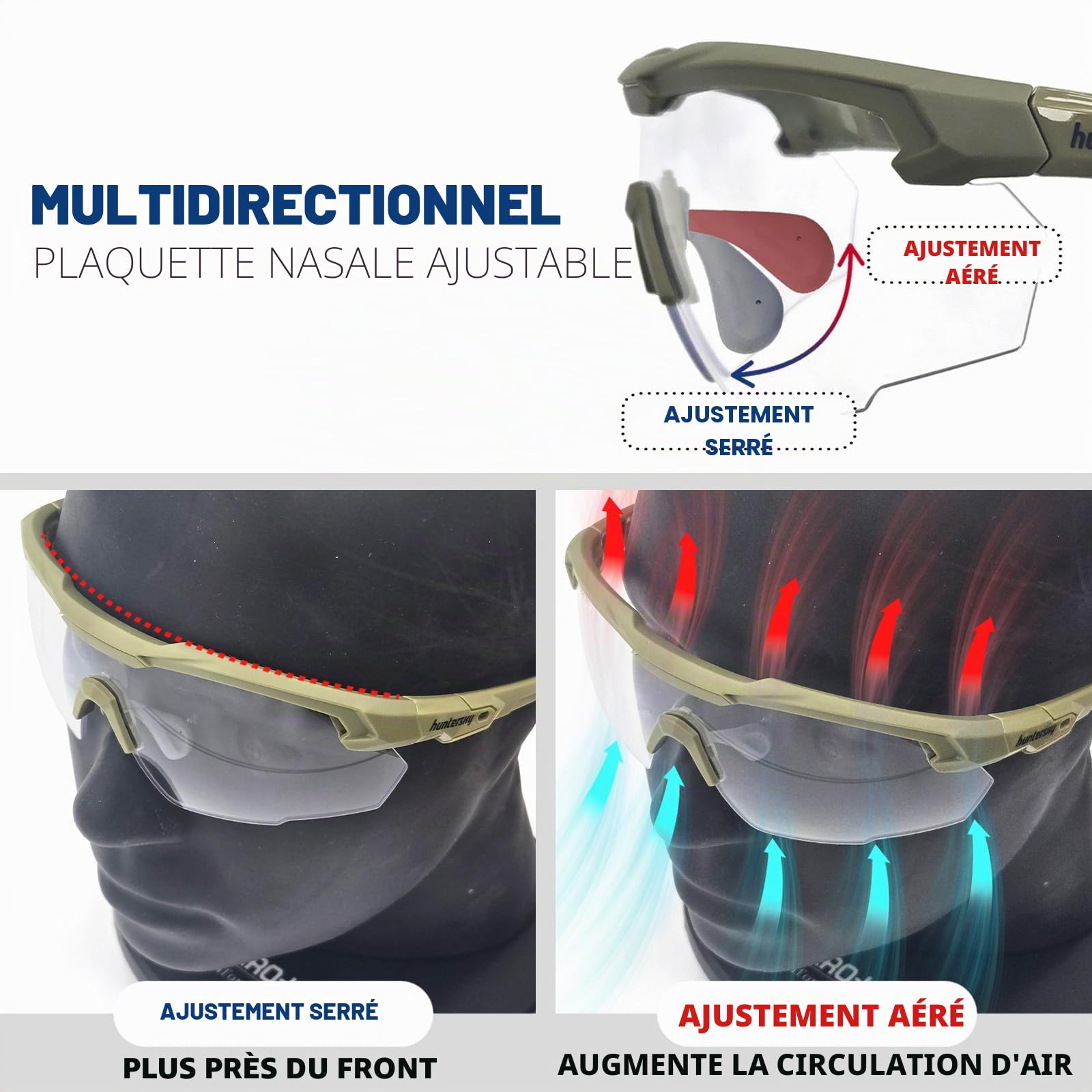 HTS HUNTERSKY Lunettes de tir tactiques balistiques avec protection contre les impacts, anti-buée, de qualité militaire, adaptées au tir airsoft et en stand de tir