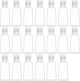 WOPODI 20 Pieces 30ml Trapezoidal Empty Hand Sanitizer Bottles Refillable Plastic Container Transparent Gel Squeeze Bottle Clear Flip Cap Reusable TravelLeak Proof Bottles for Liquid Soap, Lotion