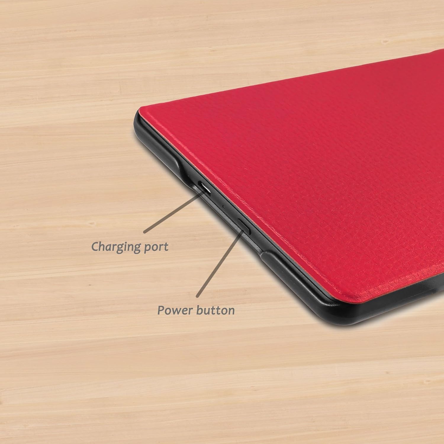 Infiland 2016 All-New Kindle 6" E-reader Glare-Free case,The Thinnest and Lightest PU Leather Smart Case Cover With Auto Wake/Sleep for All-New Kindle 2016 Release 8th Generation Only, Red