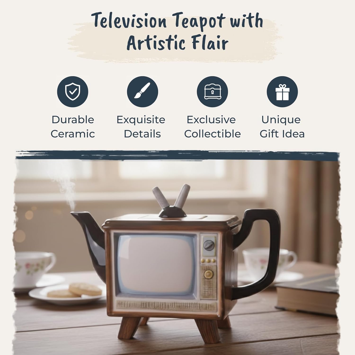 Blue Sky Ceramics Television Teapot, Multi (14449)