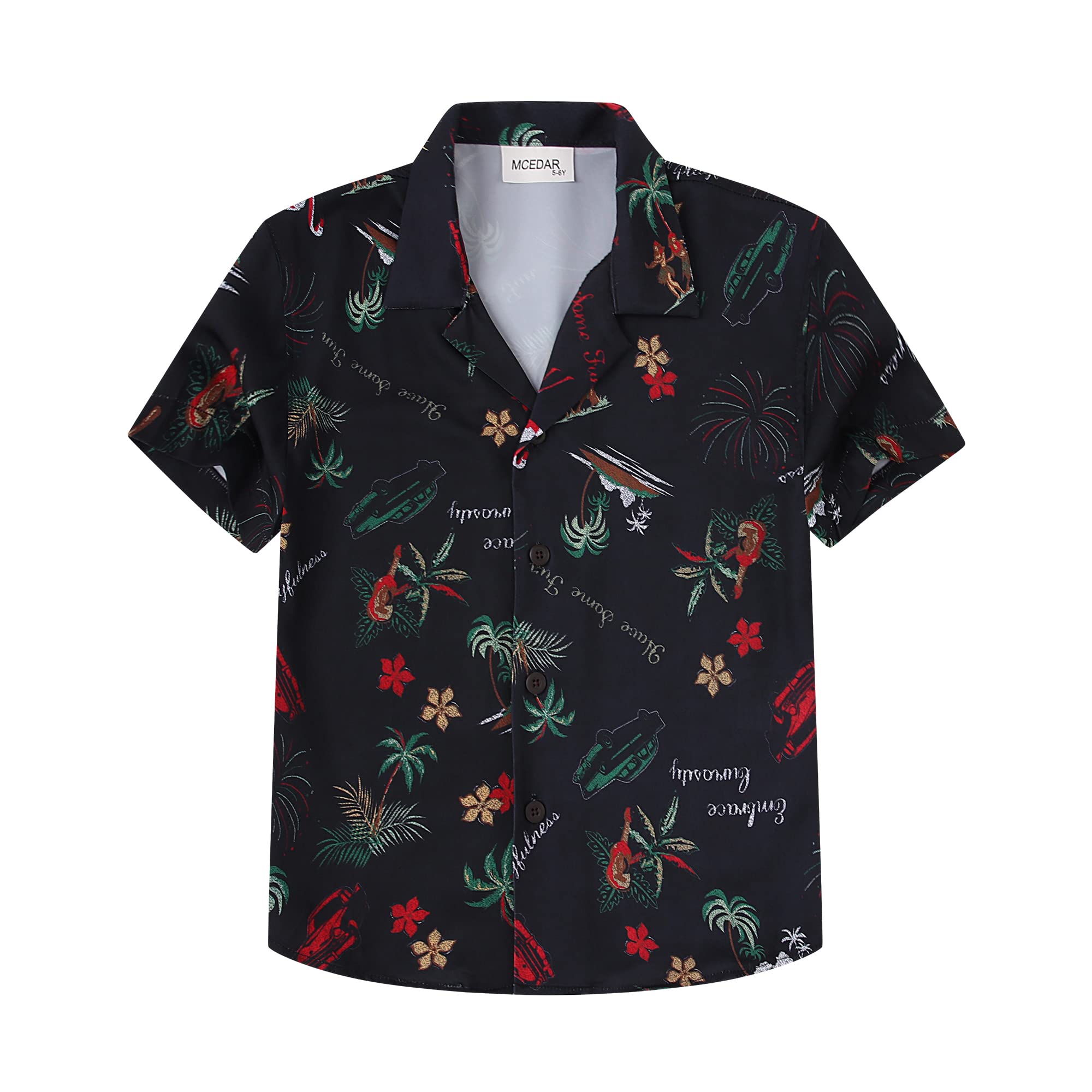 MCEDAR Mens & Boys Funny Hawaiian Shirts Short Sleeve Button Down Novelty Tropical Aloha Shirt Big and Tall