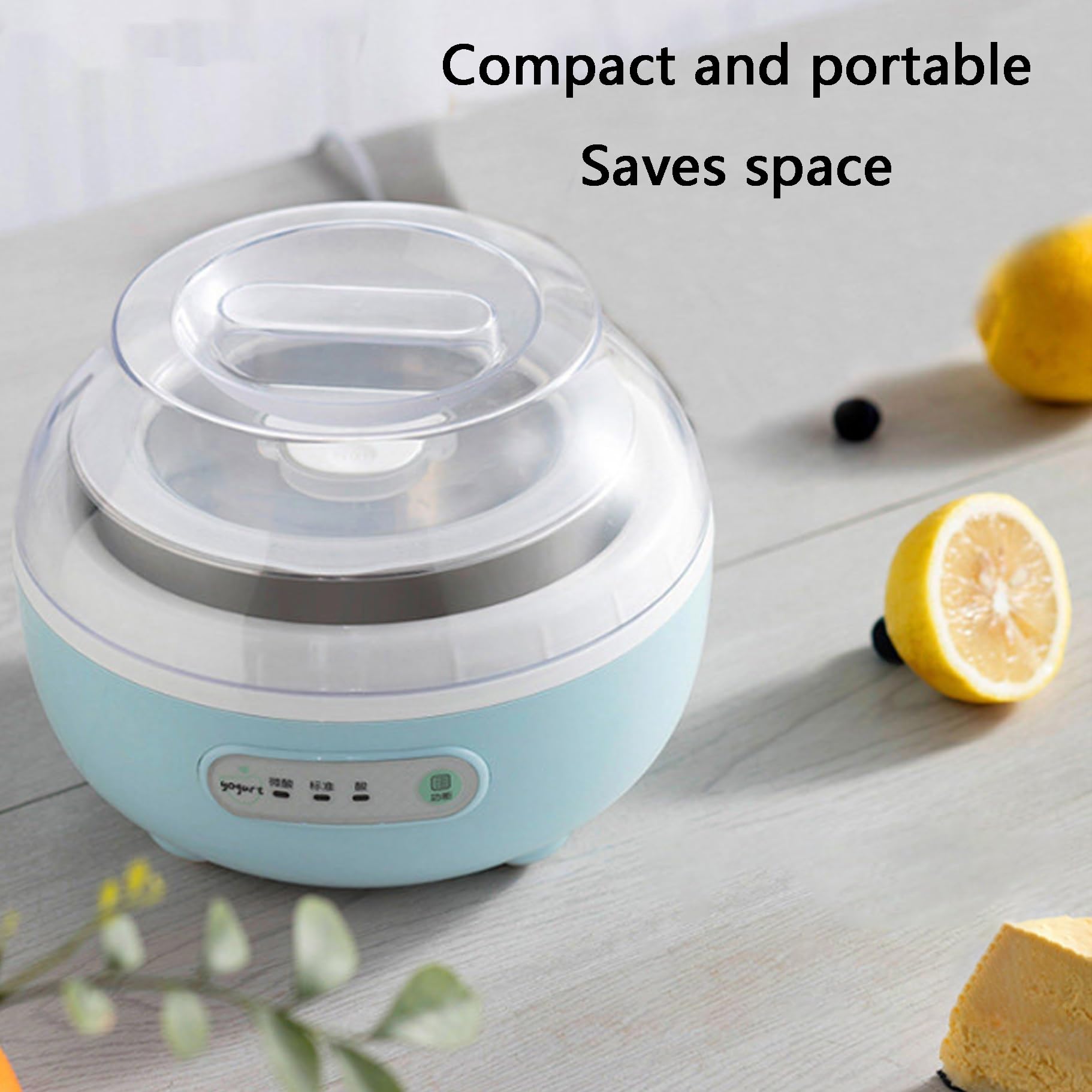Yaourtière, Machine À Yaourt Automatique, Légère et Portable, avec Cuve Intérieure en Acier Inoxydable, Idéale pour Les Chambres D'étudiant et Les Petits Espaces