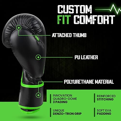 Miniatura 6 de Guantes de boxeo para hombre, para entrenamiento, sparring, kickboxing, muay thai, artes marciales mixtas, bolsa pesada y fitness, piel sintética de