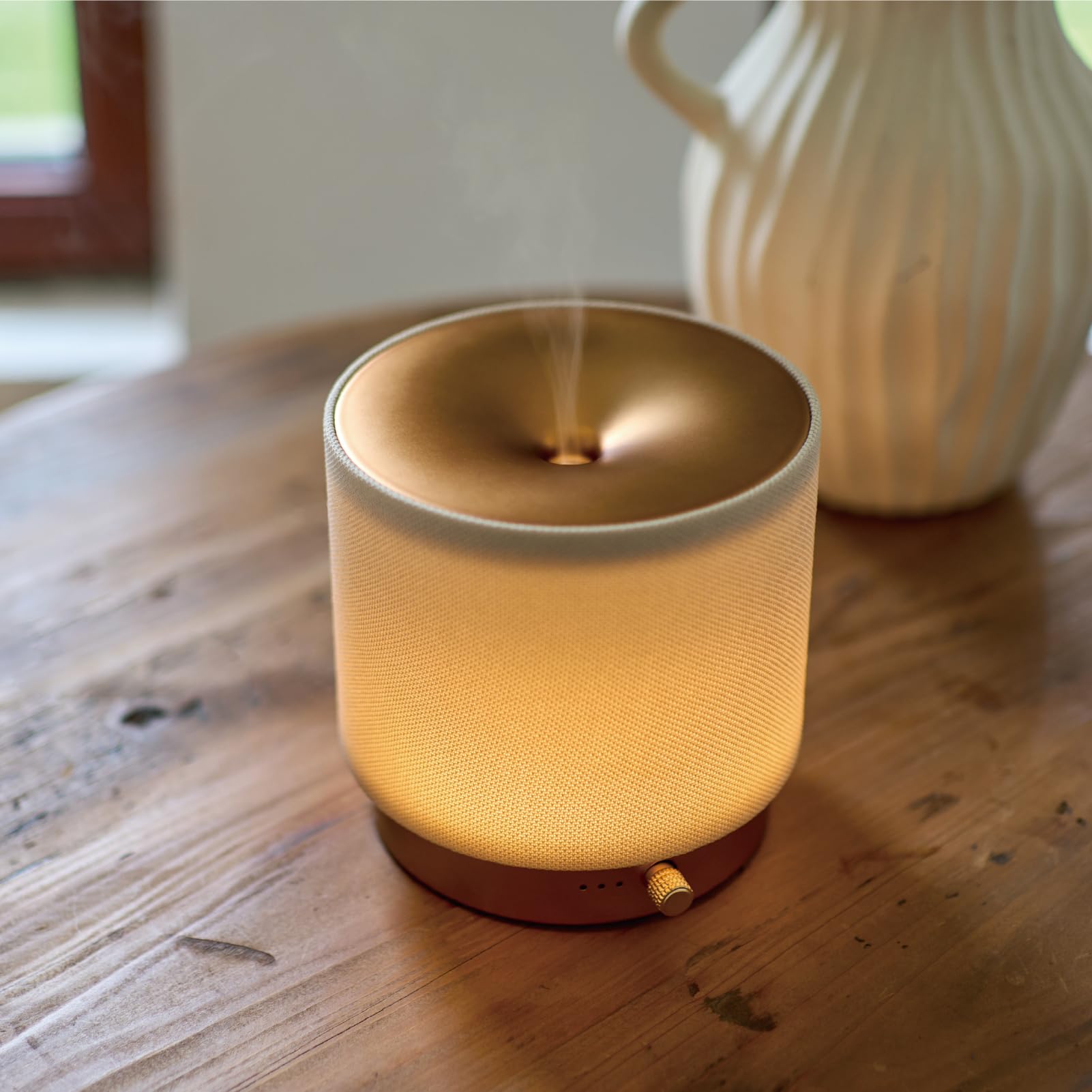 Elegante difusor de Aroma de Tela, difusor silencioso de aceites Esenciales con luz Nocturna Suave, hogar, la Oficina y el Espacio de Yoga (M35-dorado)