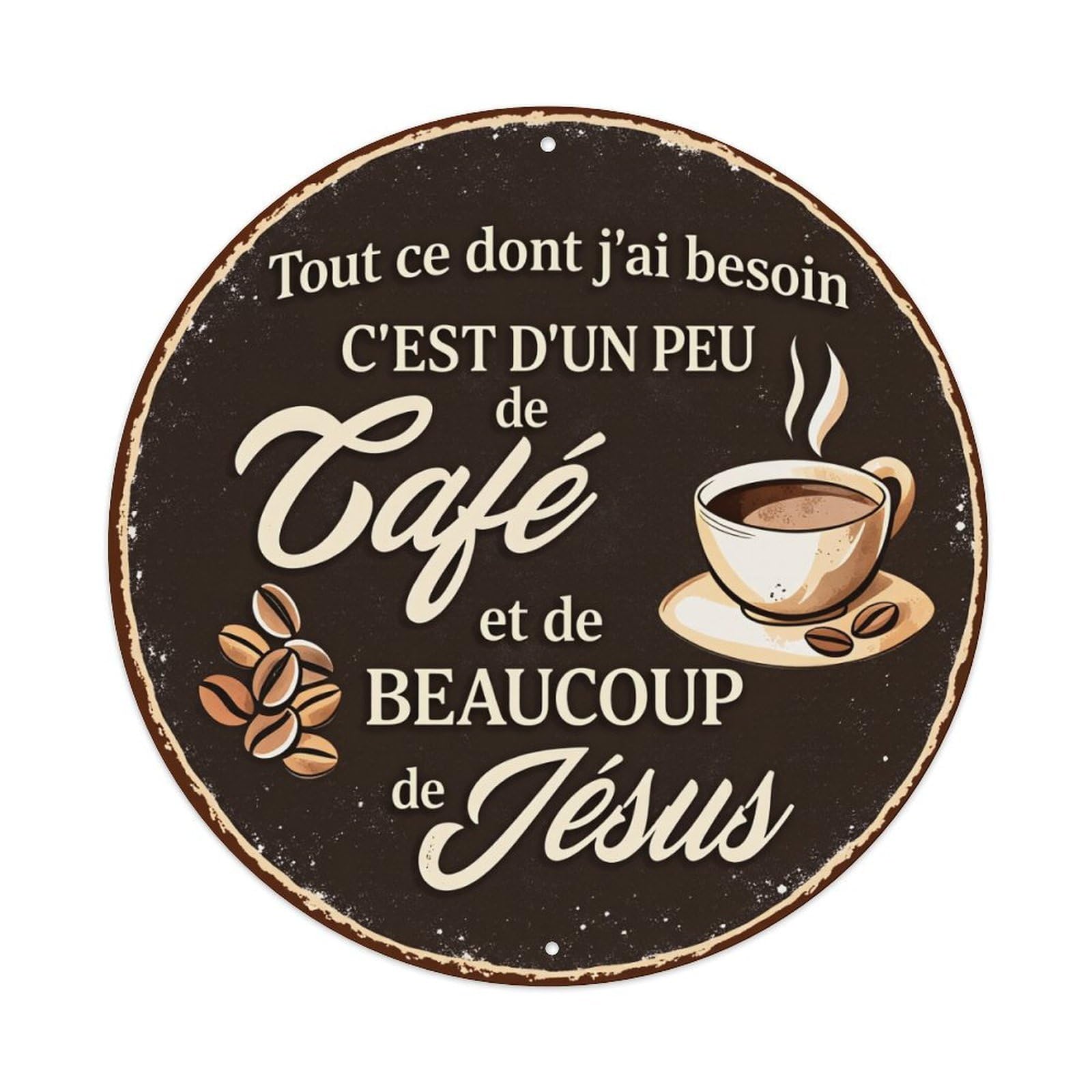Cafe Jesus Coffee Beans Cup Metal Tin Sign Vintage Garden Bedroom Cafe Bar Man Cave Home Wall Decor Metal Poster 8x8 inches