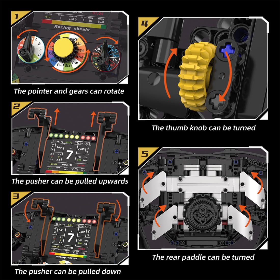 Simulateur de course - Jeu de construction de volant - 833 pièces - Simulateur de course mécanique - Simulateur de voiture de conduite - Cadeau pour adulte