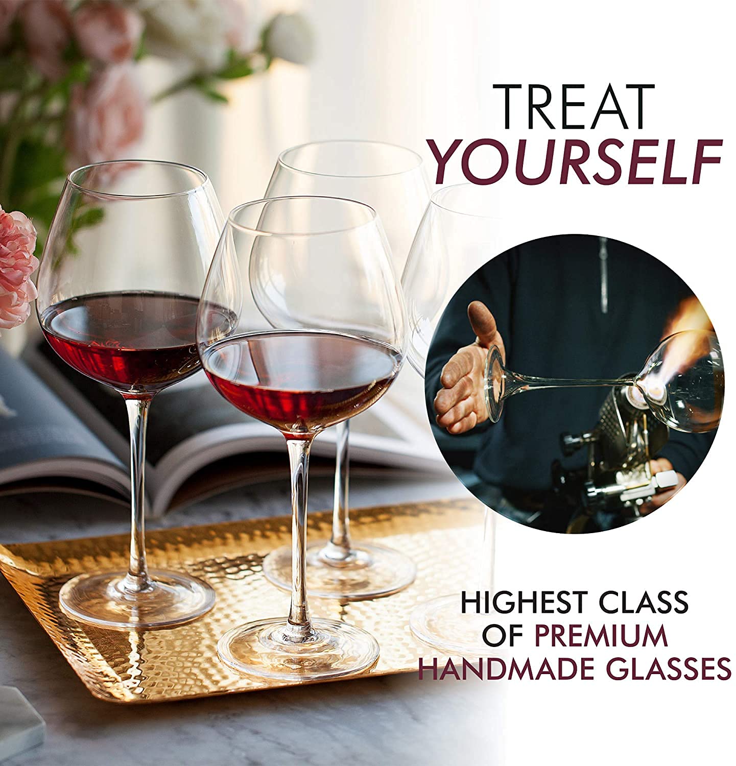 VILON Italian Premium Balloon Red White Or Brandy Premium Crytal Clear Wine Glasses | 650 ML Ideal for Champagne, Cocktail Party Whisky Glass | Transparent | Set of 6 2