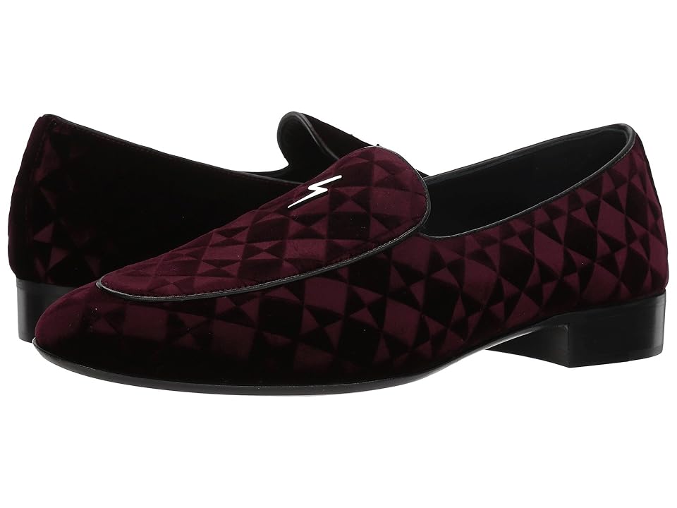 

Giuseppe Zanotti Cut Geometric Velvet Loafer (Bordeaux) Men's Shoes