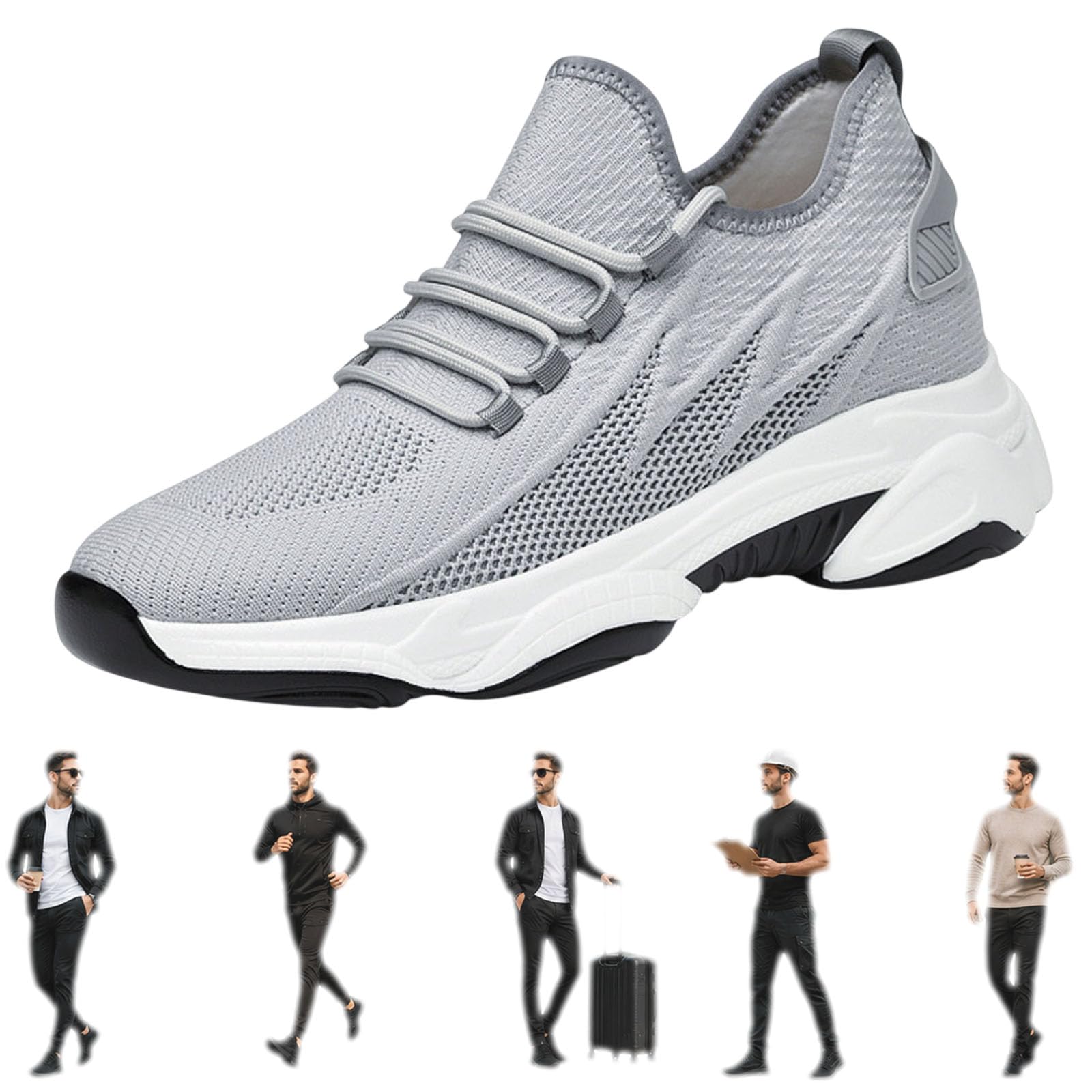4 Inch Height Increase Shoes,Lightweight Breathable Walking Sneakers,Height Increasing Sh…