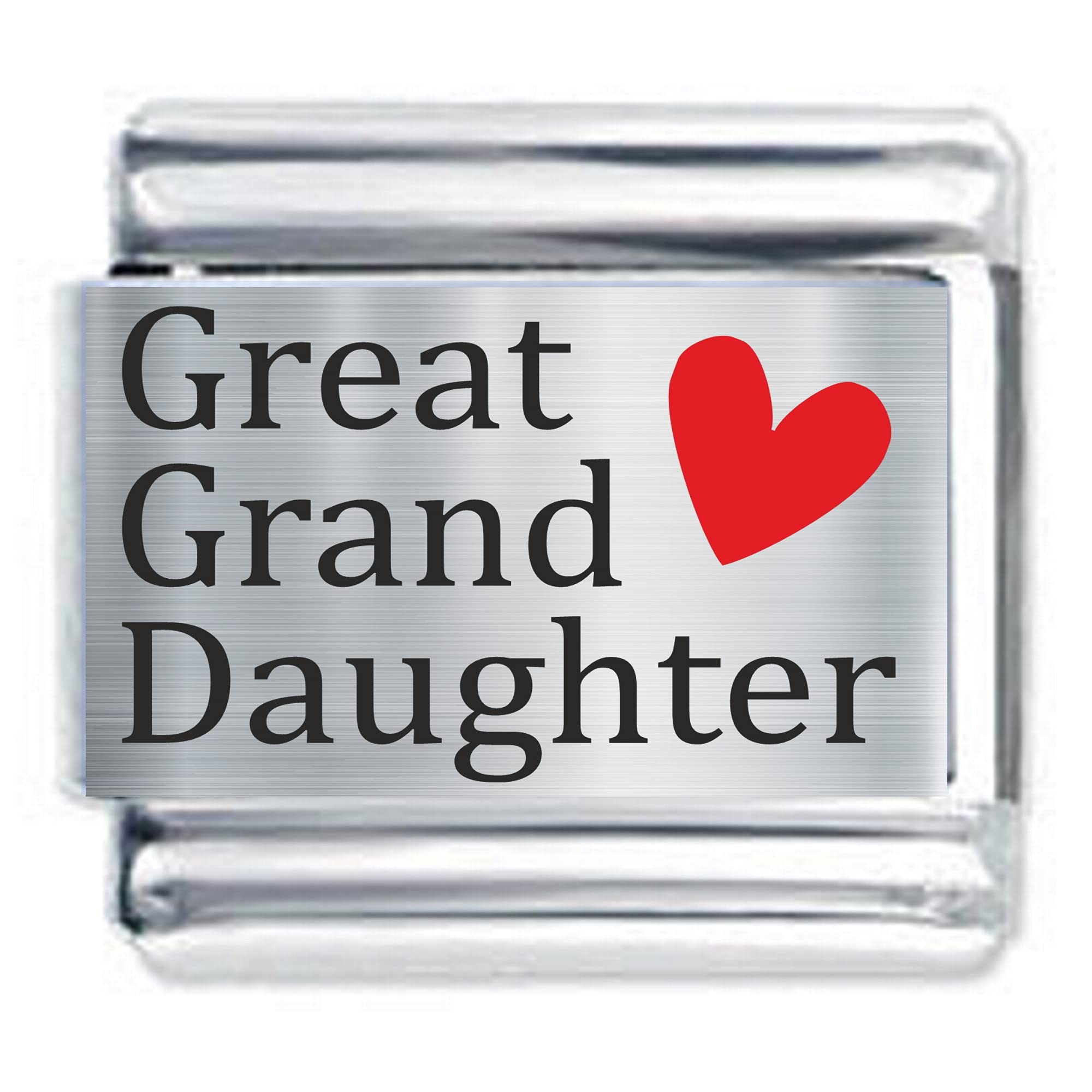 Daisy CharmColorev - Great Grand Daughter Heart Red Italian Charm - Compatable with all 9mm Italian Style Charms