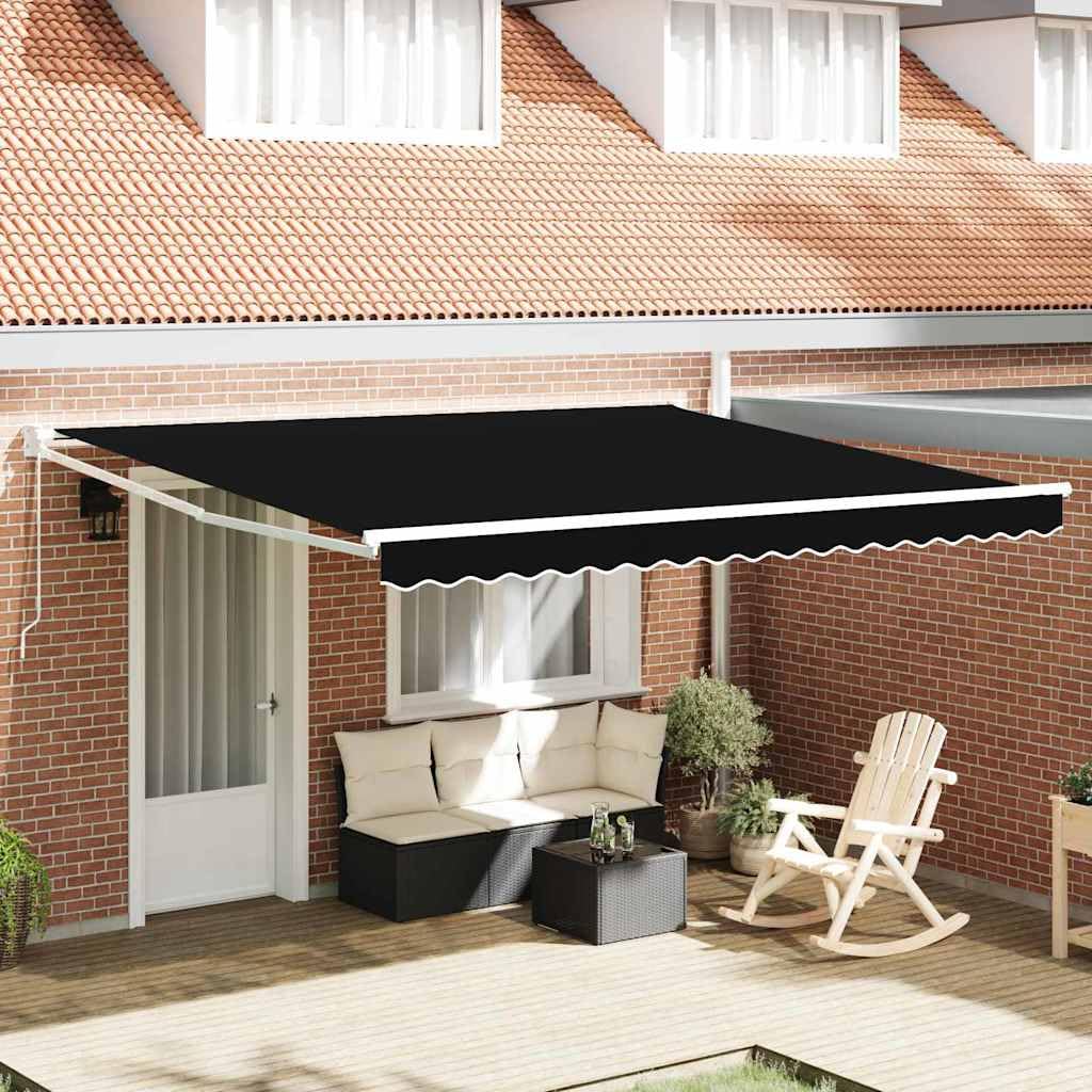 Auvent manuel aluminium acier store rétractable noir 4m de haute qualité