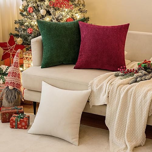 Miniatura 2 de MIULEE Paquete de 2 fundas de almohada decorativas de color blanco puro de 18 x 18 pulgadas, fundas de cojín de felpilla suave para sofá, granja,