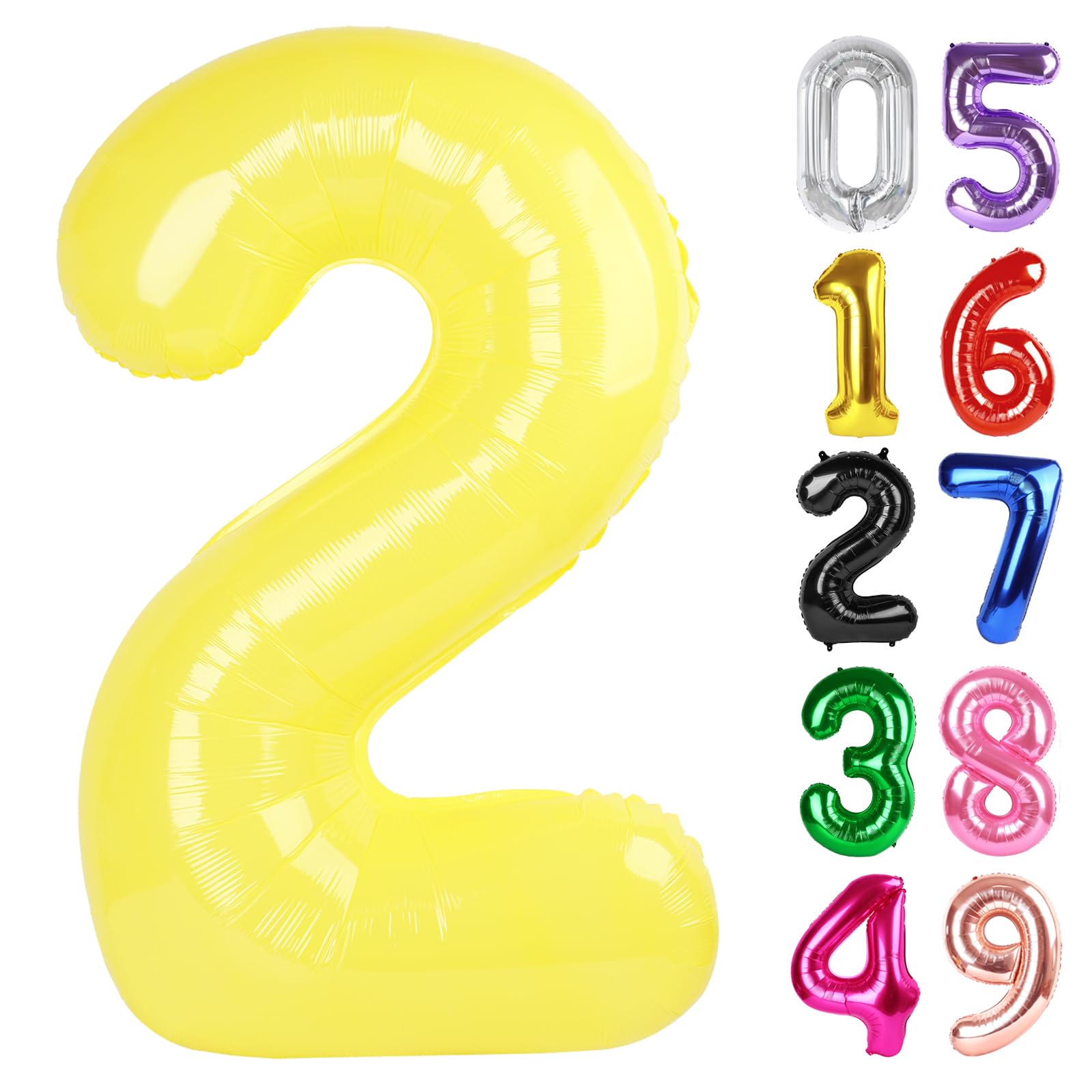 Yellow Number 2 Balloon 40 Inch, 2nd Birthday Party Decorations Men Women