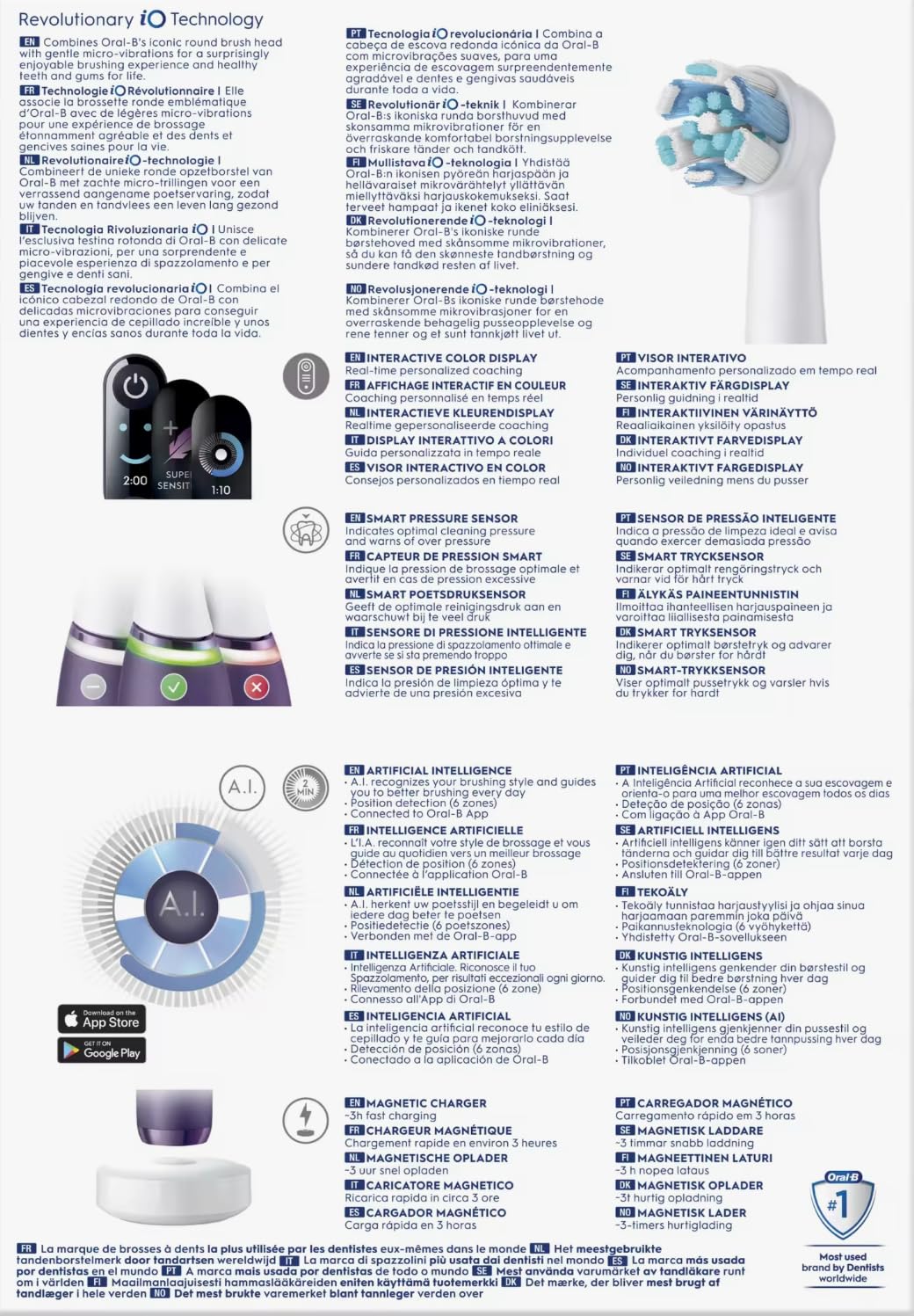 Oral-B iO 8S Violet Elektrische Zahnbürste, 2 Bürstenköpfe, 1 Reiseetui, Designed by Braun