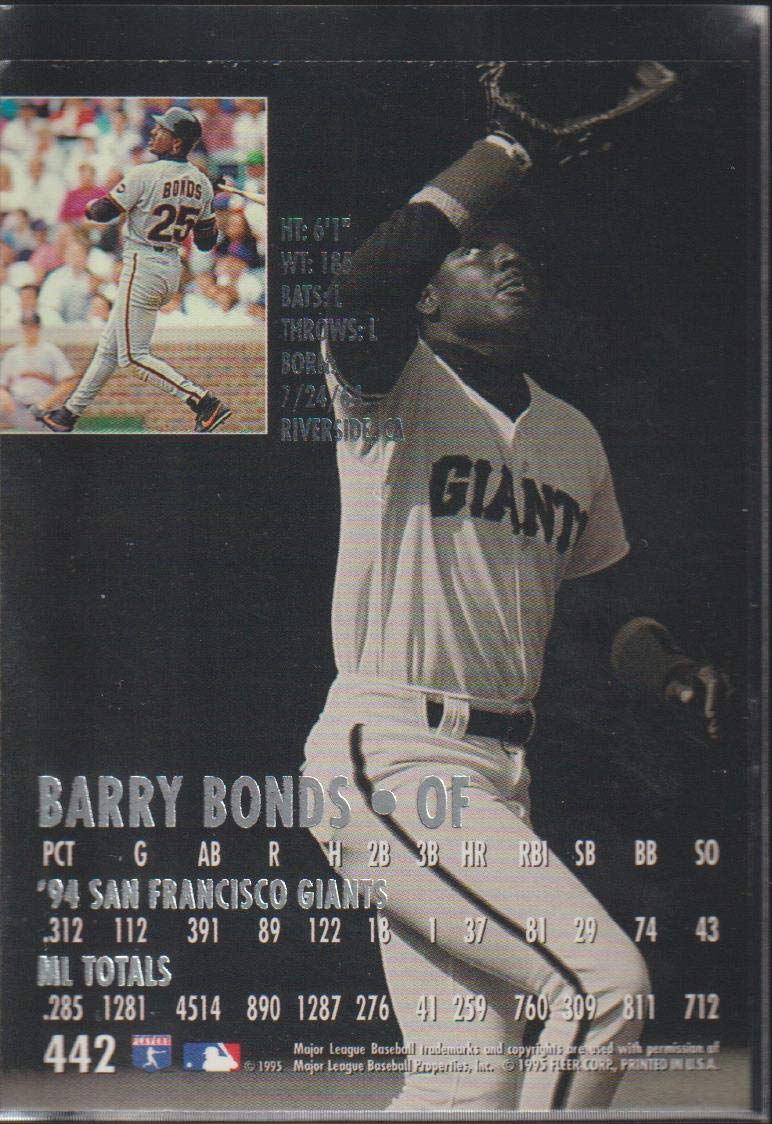 バーリーボンズ BARRY BONDS 1996 DENNY'S ACTION HOLO. Pinnacle #8 of 28 San
