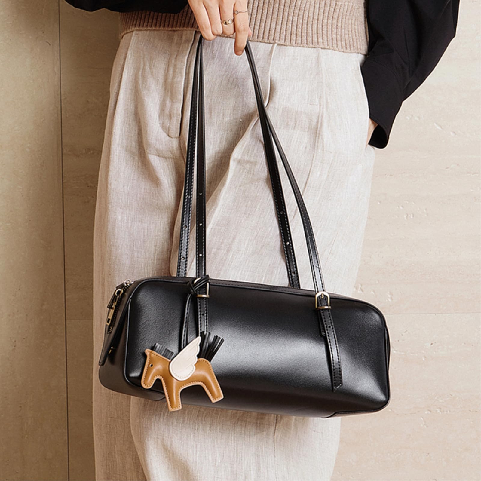 Frizione Donna Borsa A Traccia delle Ascelle Donne, Elegante in Stile Cuscino, da Pendolare Quotidiana-Wine Coffee