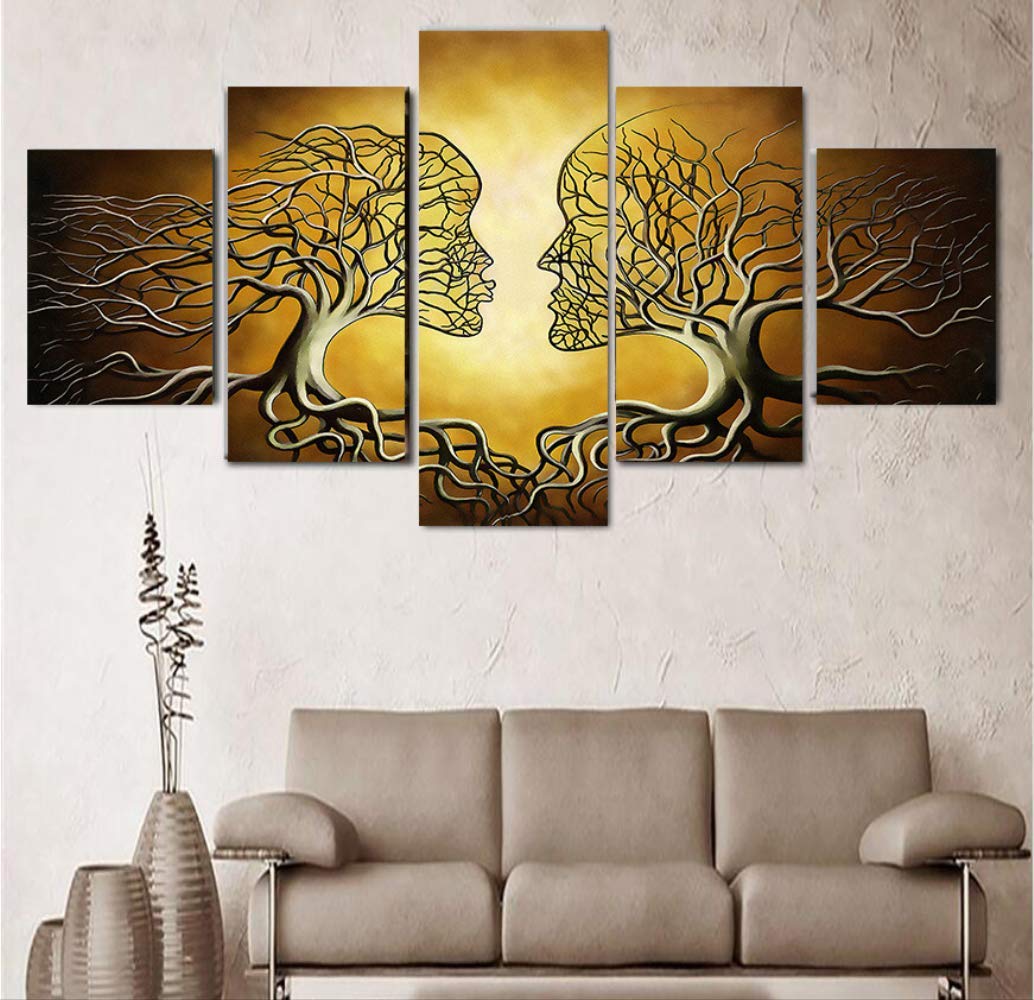 Cuadro Abstracto Árbol Beso Pintura para Paredes Vacías sin Luz
