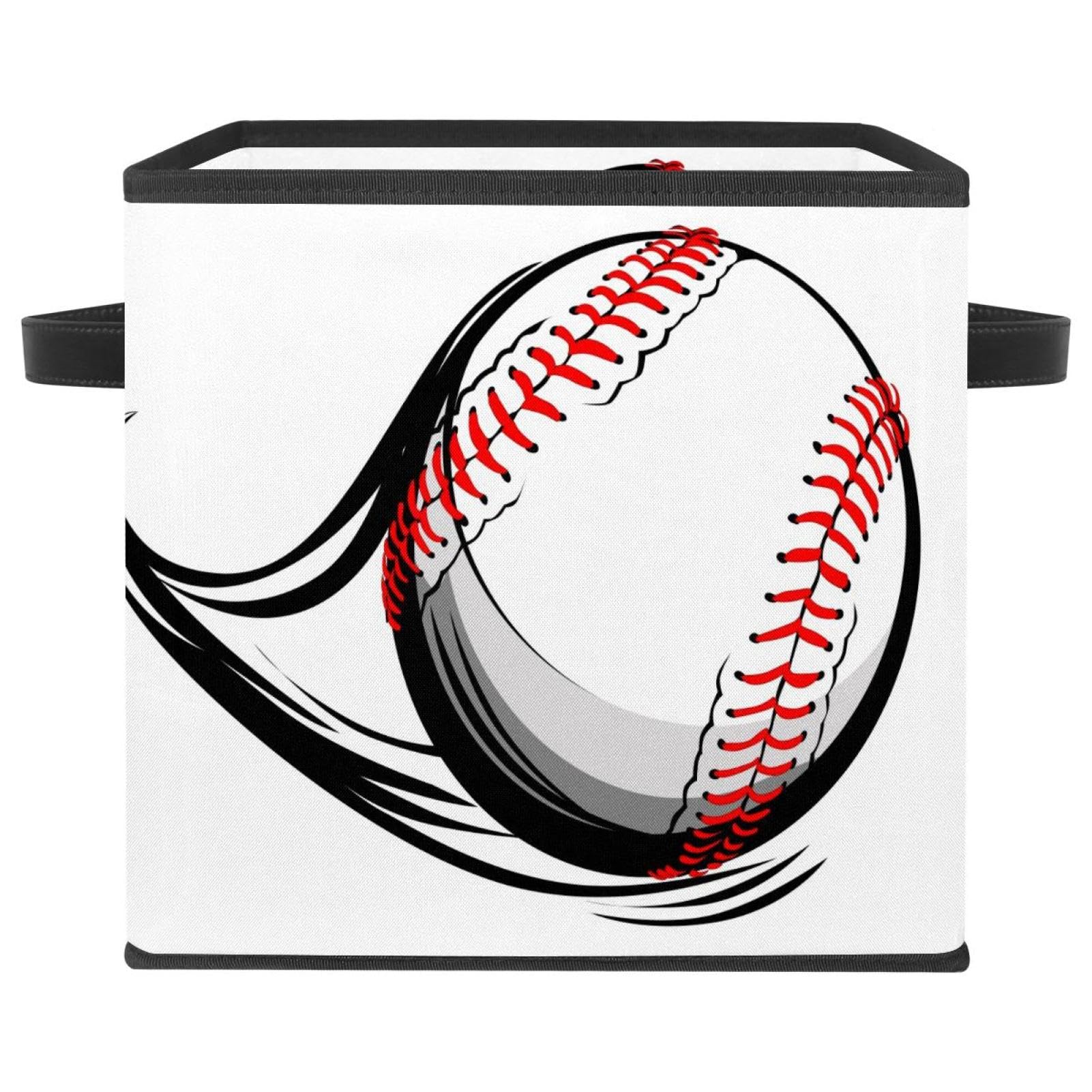 Cube de rangement tissu motif softball avec poignées pour armoire
