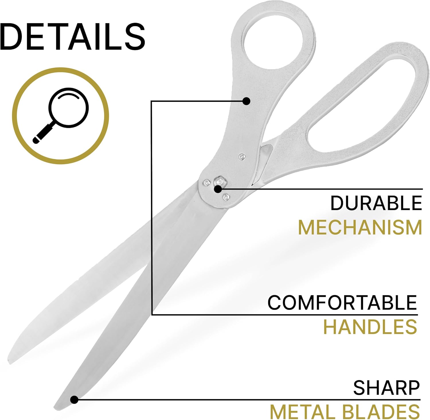25" White Ceremonial Scissors – Giant Ribbon Cutting Scissors for Grand Opening Large Shears for Ceremony Supplies Big 25 Inch Shears for Events Ribbon and Decorations Kit
