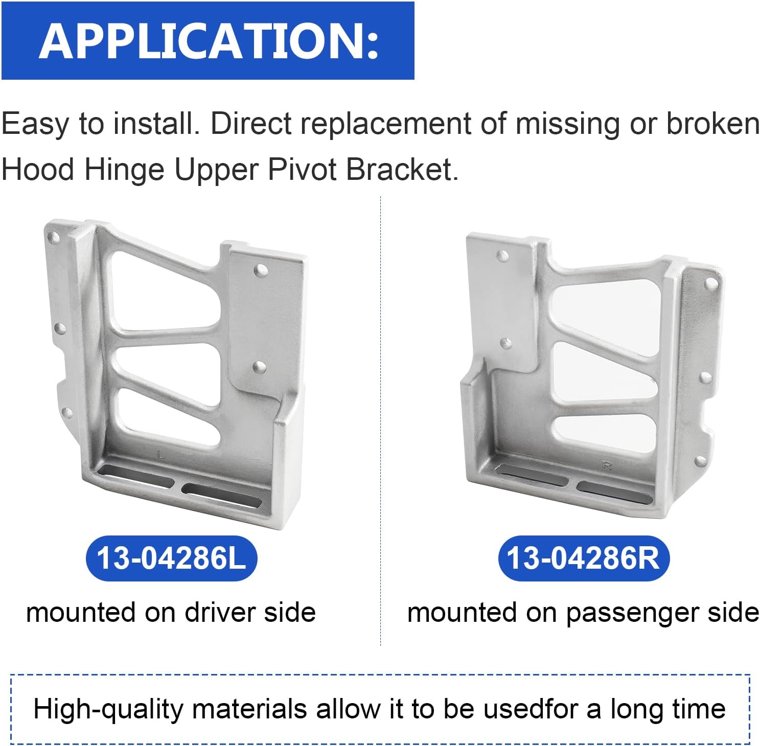 13-04286L 13-04286R Pair Hinge Hood Upper Pivot Bracket fits for Peterbilt 357 377 378 379 Replaces Part 1304286L 1304286R