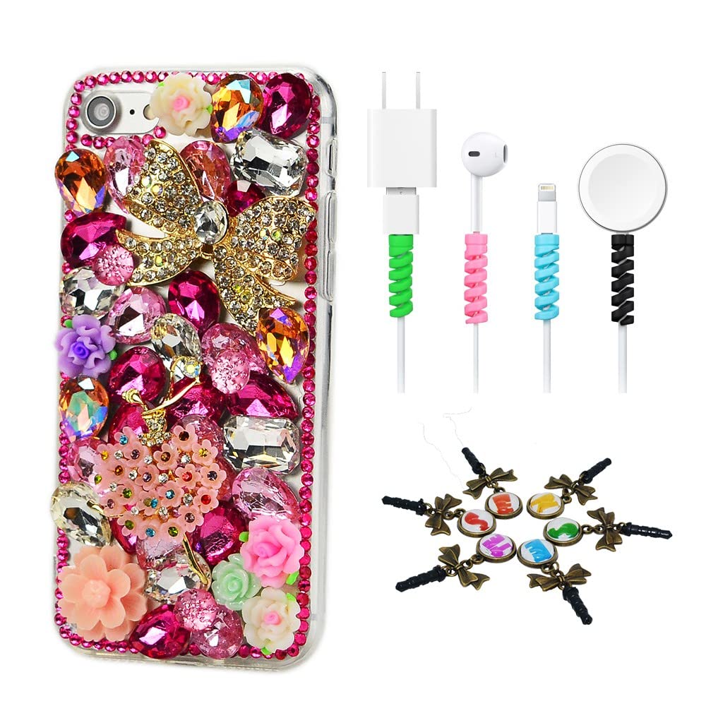 STENES Bling Case Compatible with iPhone 13 Pro Max Case - Stylish - 3D Handmade [Sparkle Series] Bowknot Flowers Dance Girl Flowers Design Cover with