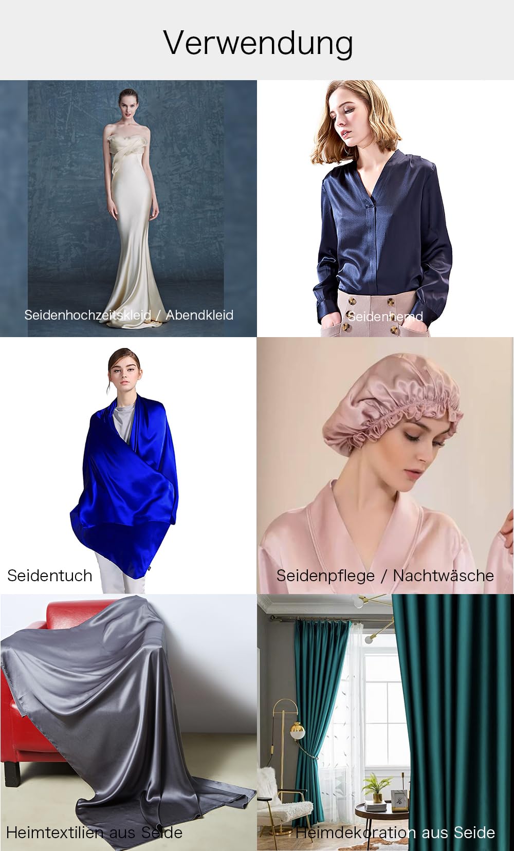 100% Reiner Seide Satin Stoff 22 momme Breite 44" Seidenpyjama Material Stoff Mit Seide Meterware (47, 22 momme,Breite 114cm)