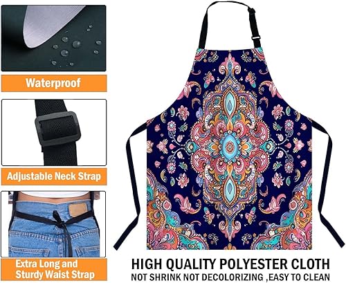 Miniatura 3 de Delantal para Mujeres Hombres 008, Patrón de mandala étnico