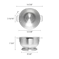 Vista 2 de Thunder Group , Colador de aluminio resistente de 8 cuartos de galón, colador de pasta comercial