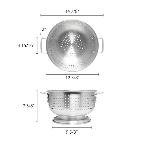 Miniatura 2 de Thunder Group , Colador de aluminio resistente de 8 cuartos de galón, colador de pasta comercial