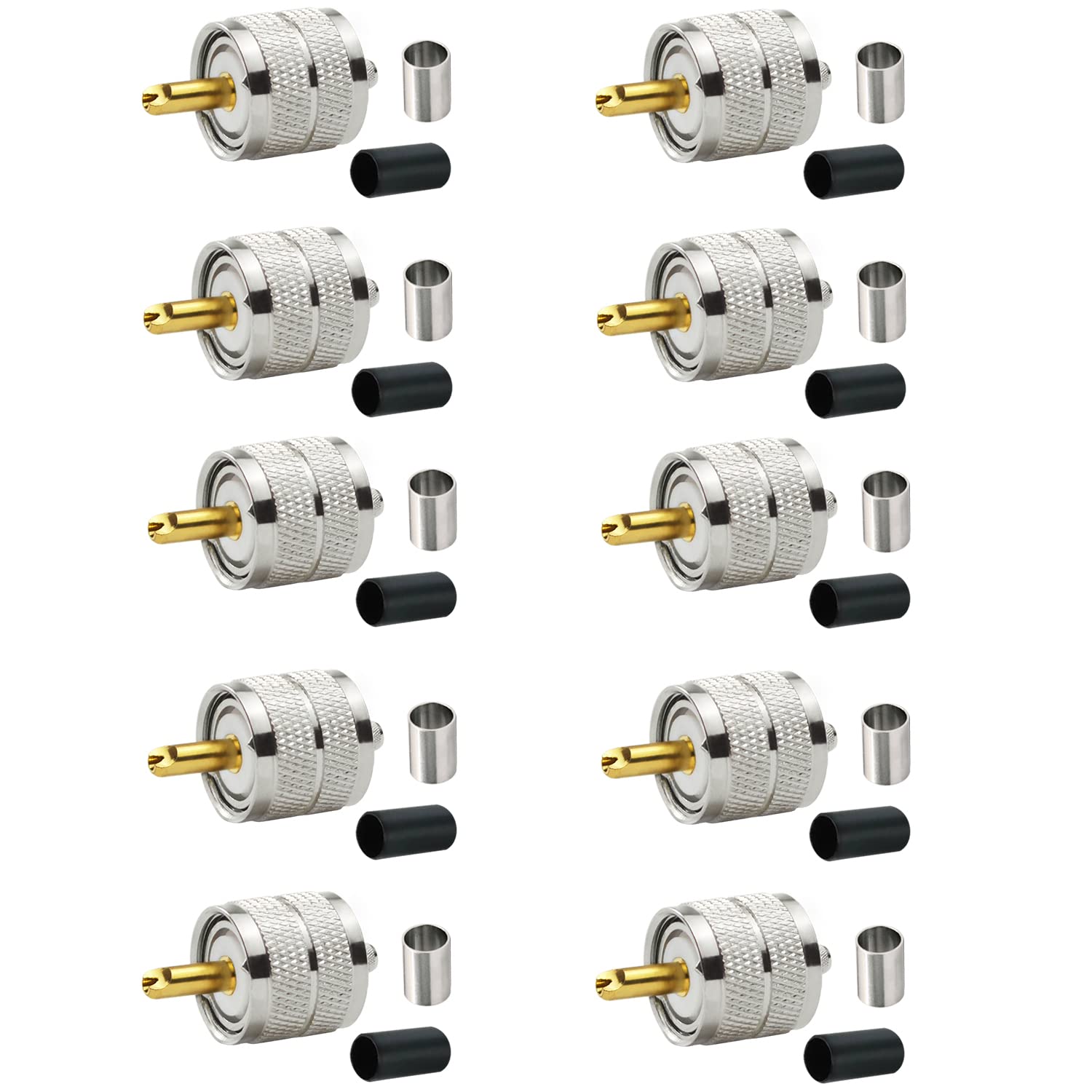 DUOGIMZ PL259 Male Coax Connector,UHF Male Crimp Connector for RG8X LMR240 4D-FB Coaxial Cable(10pcs)