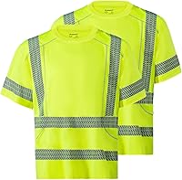 Vista 10 de ProtectX Camiseta de seguridad reflectante de manga corta de alta visibilidad, camisas de alta visibilidad transpirables resistentes para hombres