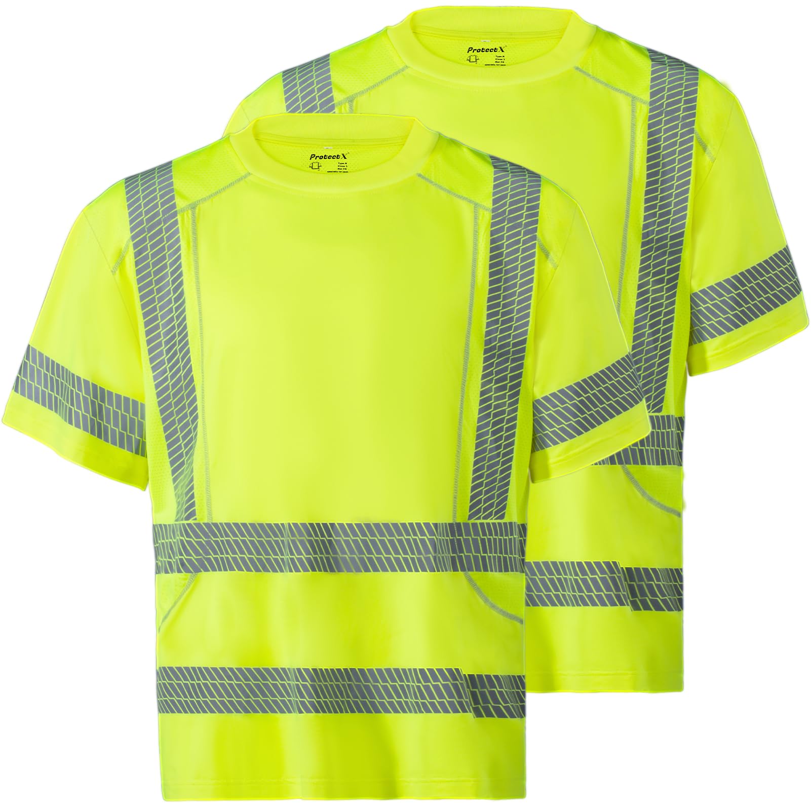 ProtectX High Visibility Short Sleeve Reflective Safety T-Shirt, Heavy Duty Breathable Hi Vis Shirts for Men, Class 2 Type R