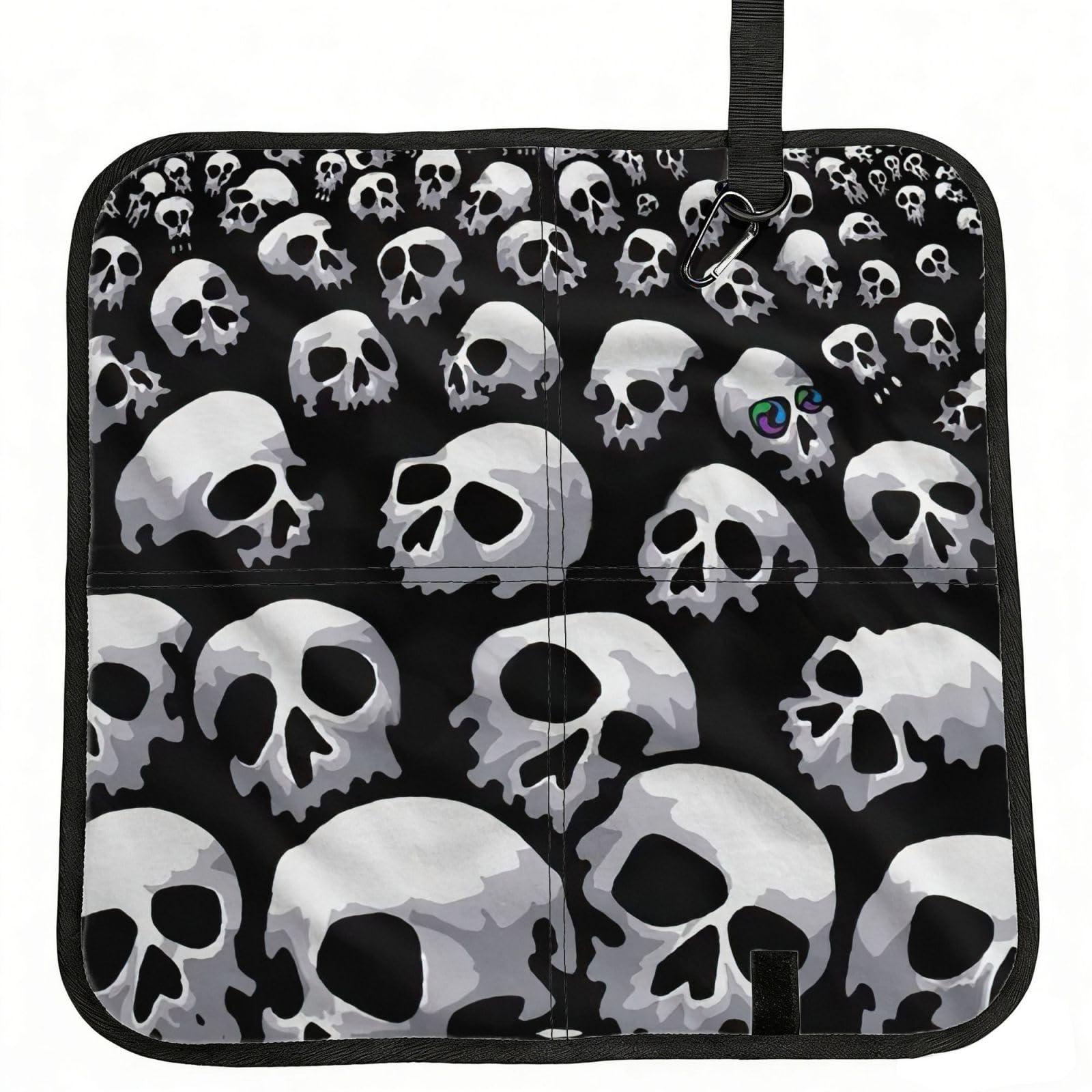 SDEGTHO Skull Printed Foldable Seat Pad with Closure, Lightweight Cushion for Airplane Travel Camping