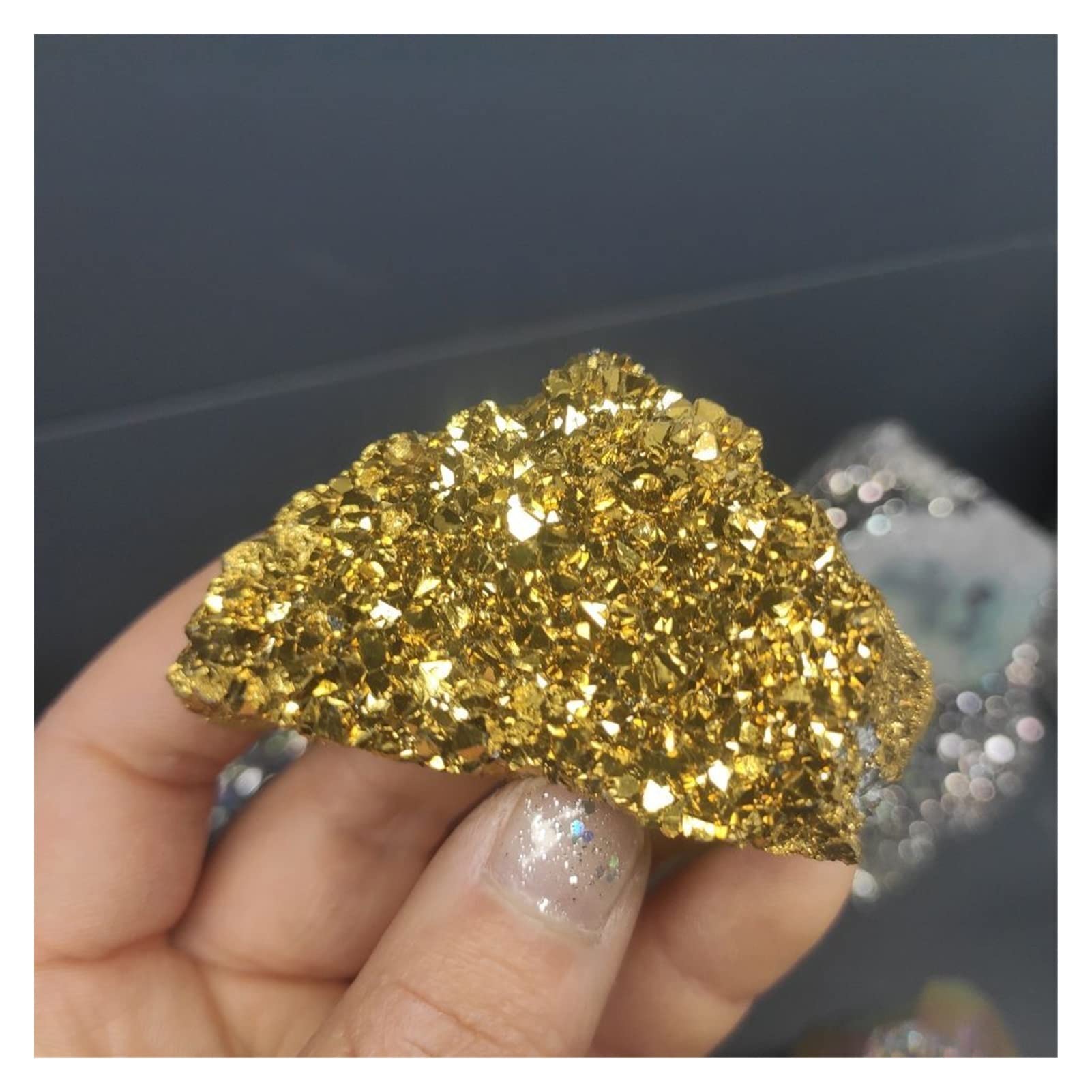 1 pièces matériaux de bricolage naturels faisant galvanoplastie or pierres précieuses brutes cristal cluster titane géode cadeaux spécimens décoration pierres décoratives en cristal collecte à domicil