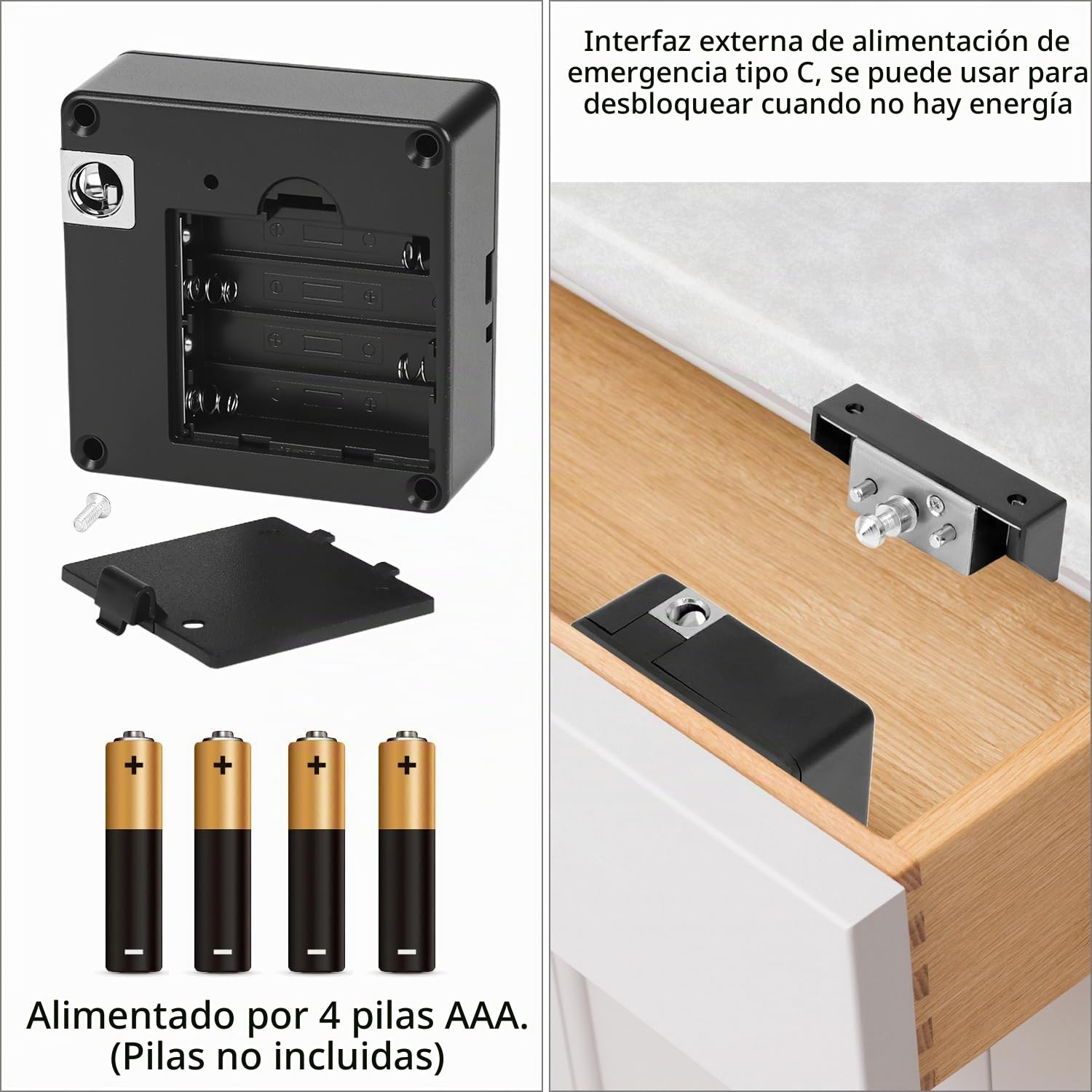 QWORK® Cerradura de cajón RFID, Cerraduras ocultas para armario, Negro