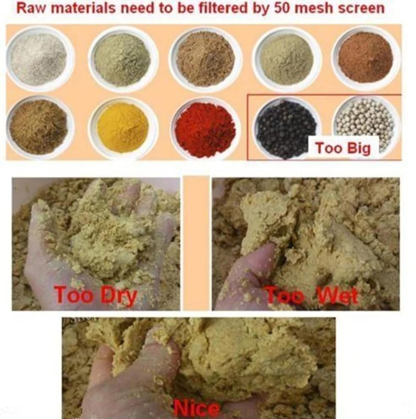 McbeAn Macchina per Pellet di Mangime, Macchina Manuale per Mangimi per Animali Domestici con Stampi da 2/3/4/5/6 Mm, Robusta E Durevole, per Uccelli, Esche da Pesca, Gatti, Cani di Piccola Taglia