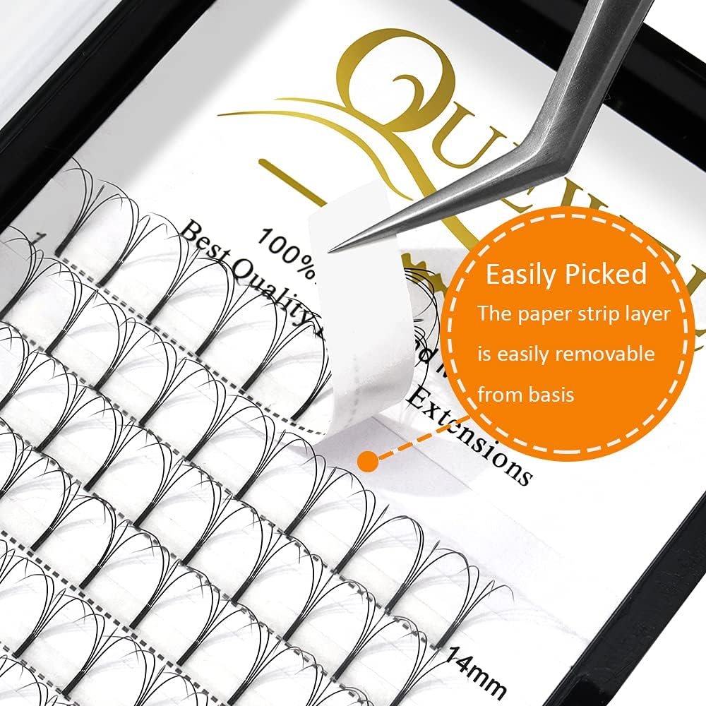 Pre Made Fan Eyelash Extensions 4D 0.10 C Curl 14mm Long Stem Premade Fans Volume Eyelash Extensions Pre Made Russian Volume Eye Lashes Long lasting Pre Fanned Russian Lashes (4D 0.10C 14mm) - Image 3