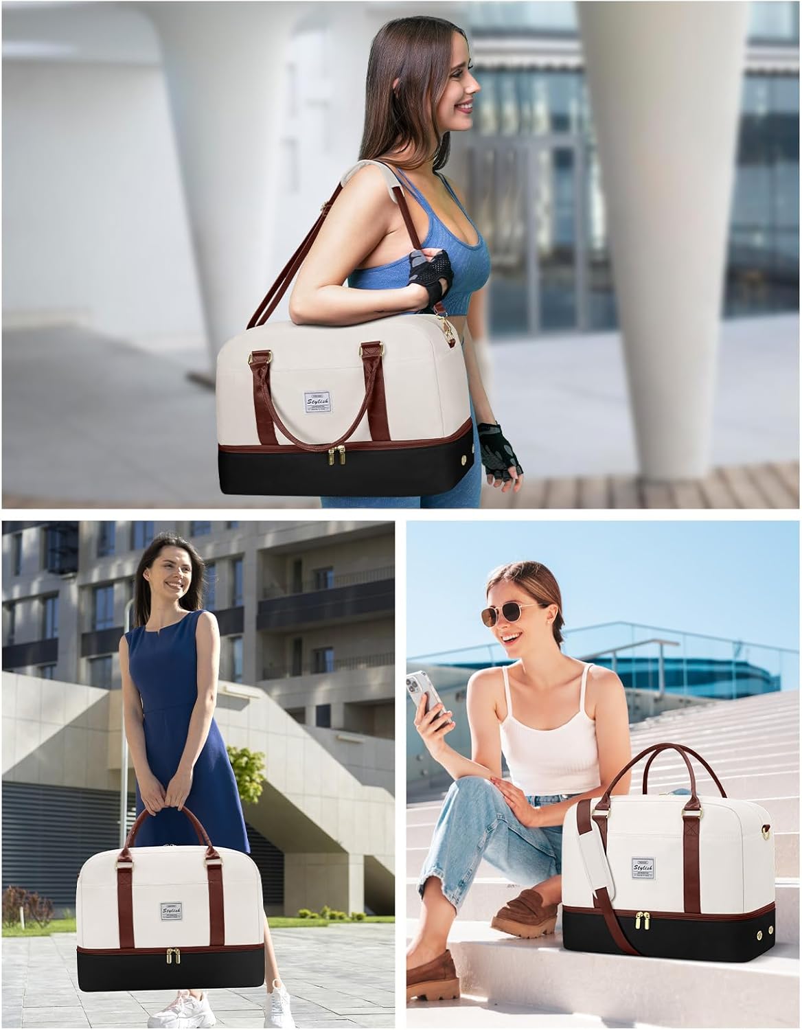 Weekender Travel Duffle Bag for Women: Overnight Bags with Shoe Compartment Carry on Bags for Airplanes with Toiletry Bag Weekend Yoga Gym Bag with Wet Pocket Travel Duffel Tote Bag Hospital Bag - Image 7