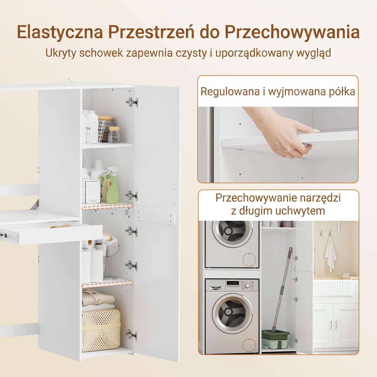 SoBuy Szafka na pralkę i suszarkę 110 x 66 x 186 cm łazienka i pralnia