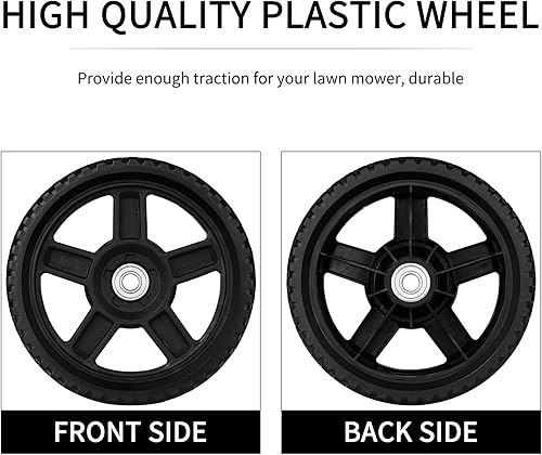 Miniatura 6 de Juego de 2 ruedas de cortacésped de 8 pulgadas para cortacésped de empuje, se adapta a la mayoría de cortacéspedes estándar, incluye pernos, tuercas