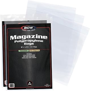 BCW Thick Resealable Magazine Bags - Pack of 200 | Acid-Free, Clear Polypropylene Sleeves for Archival-Quality Storage of Collectible Magazines | Protect Your Valuable Comic Book Collection