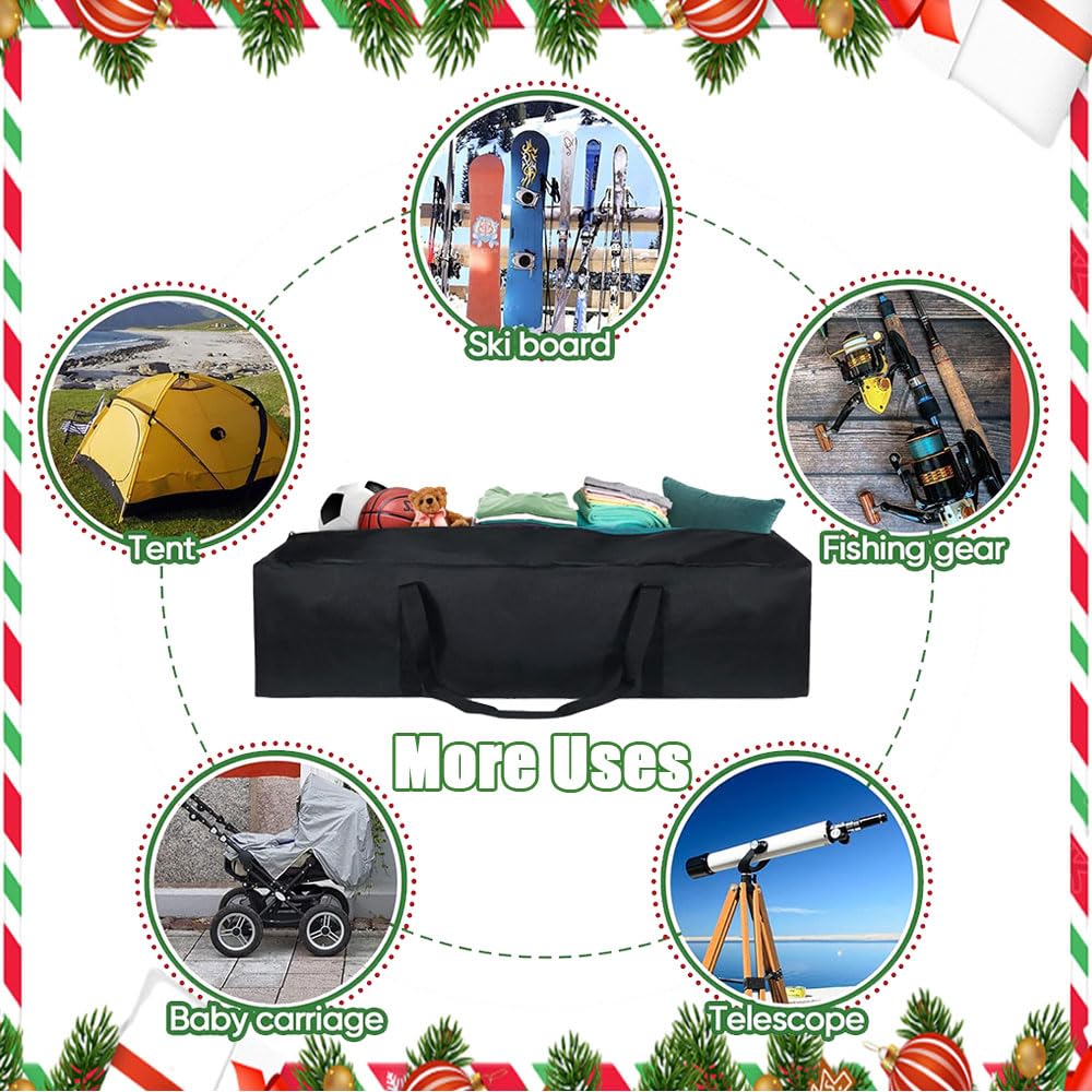 Odot 2 Pièces Sac Rangement Sapin De Noel, Sac Rangement Noel Grand, Sac de Rangement de Sapin, Sac de Rangement pour Sapin de Noël Artificiel avec Poignées Renforcées (125x36x36cm,Noir)