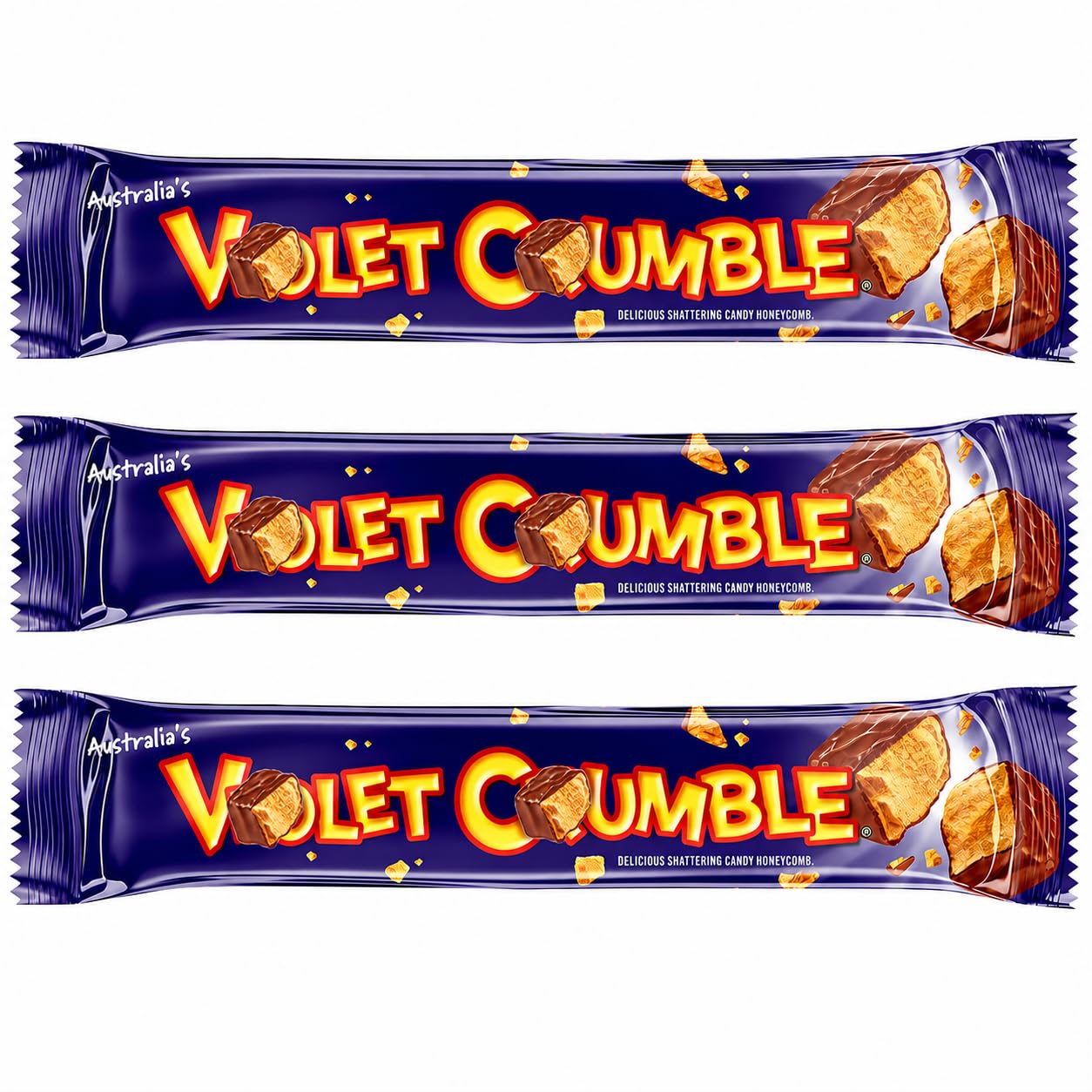 Violet Crumble Chocolate Bars – 20 Count Box – Honeycomb Toffee Covered in Rich Chocolate