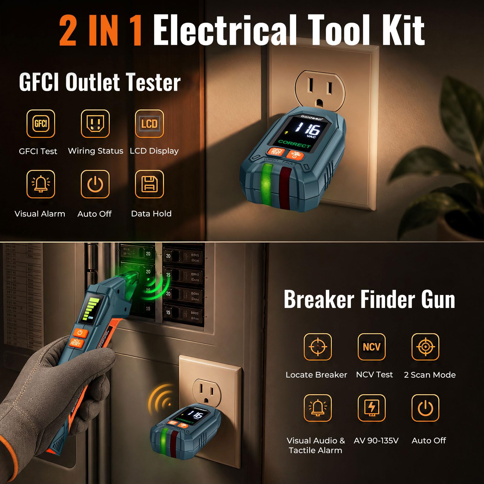 Goldeep Circuit Breaker Finder - GFCI Tester -2