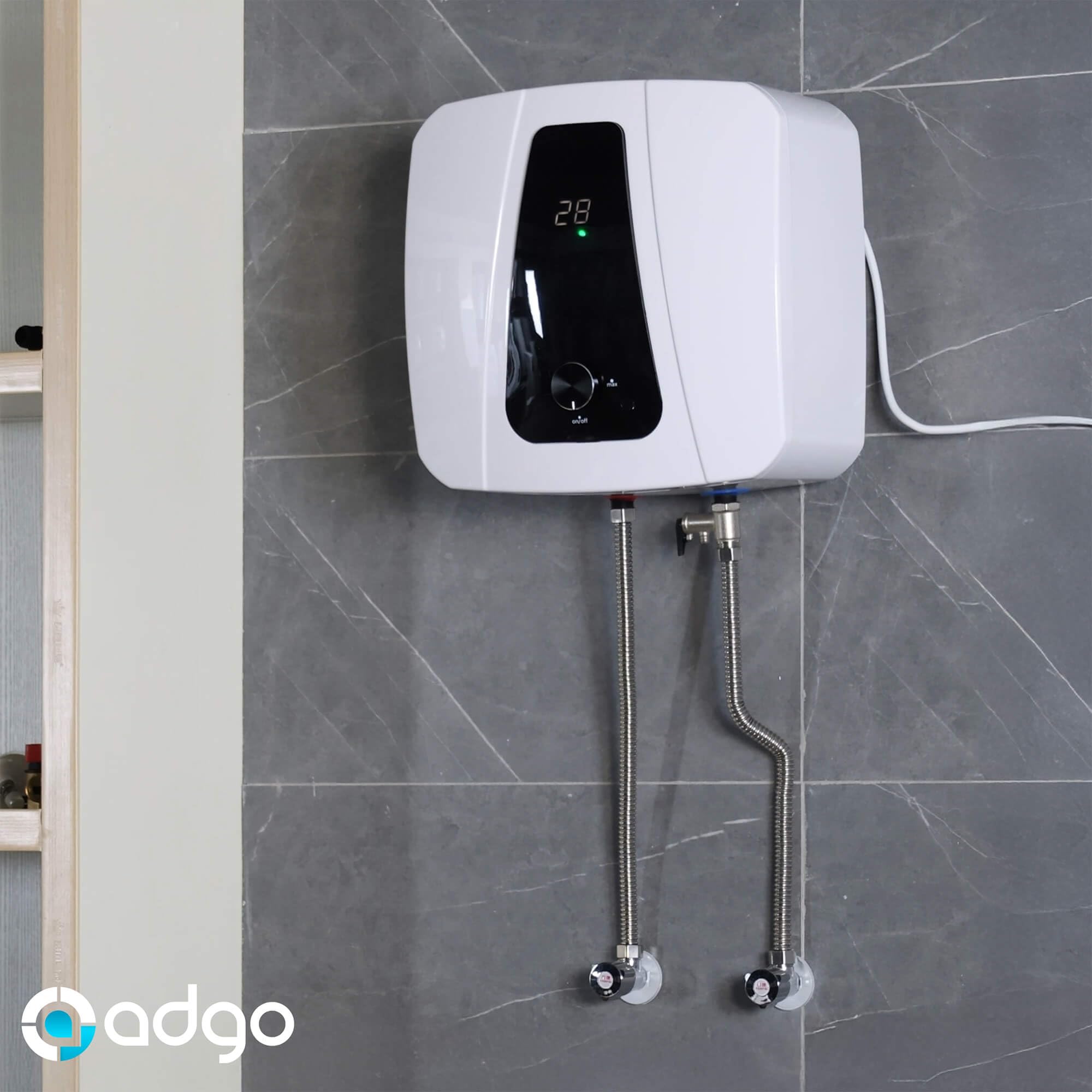 SIGO - Scaldacqua istantaneo 230 V, boiler elettronico compatto, ufficio, officina, casa vacanze, negozio, locali di servizio - Attacco inferiore, 10 l - 2000 W - FLORYDA Bianco